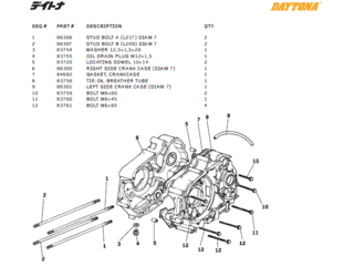 Daytona Motorblock delar DT150, T-Rex