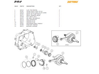 Kolv & vevaxel delar Daytona ANIMA®150/190 (4 VALVES)